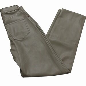 Express Super High Waisted Faux Leather Modern Straight Pants Brown Size 2L